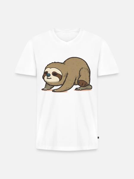 Zen Sloth - Men's Premium Organic T-shirt with V-neck - white