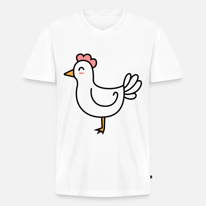 Huhn Comic Tier - Männer Premium Bio T-Shirt mit V-Ausschnitt - Weiß