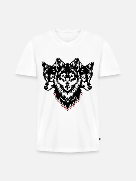 Wolf Head Pack - Men's Premium Organic T-shirt with V-neck - white