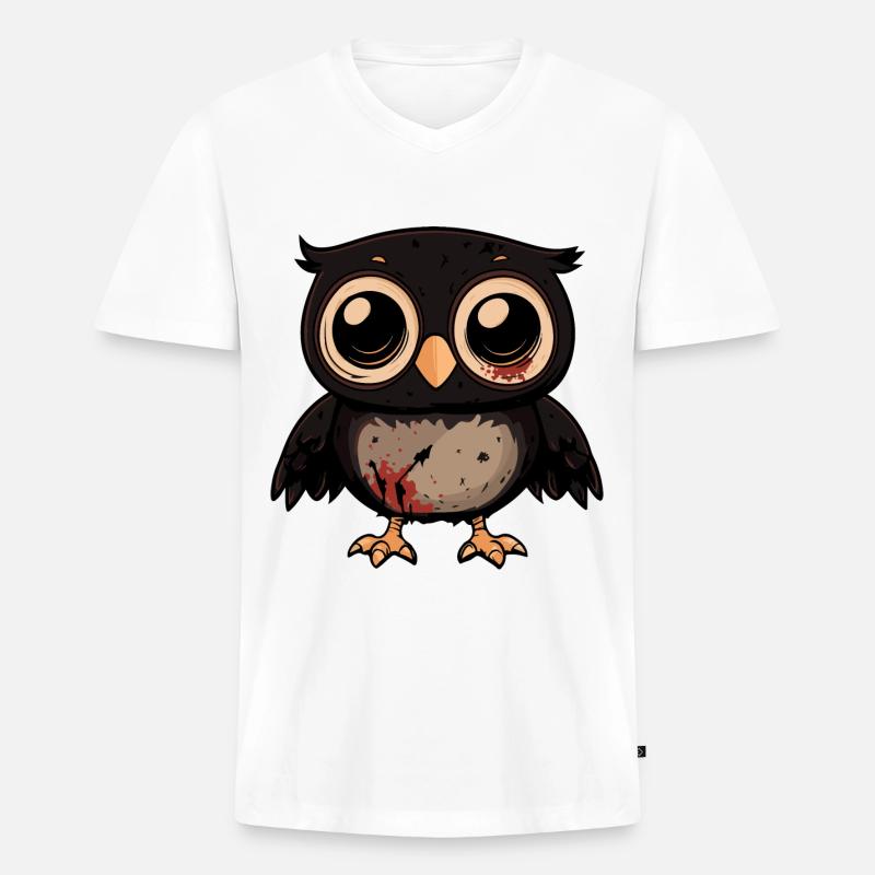 Eule Halloween Comic Lustig - Männer Premium Bio T-Shirt mit V-Ausschnitt - Weiß