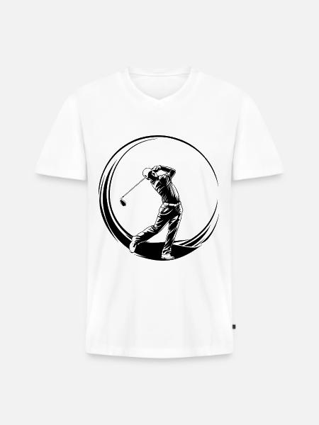 Golfer Sport - Männer Premium Bio T-Shirt mit V-Ausschnitt - Weiß