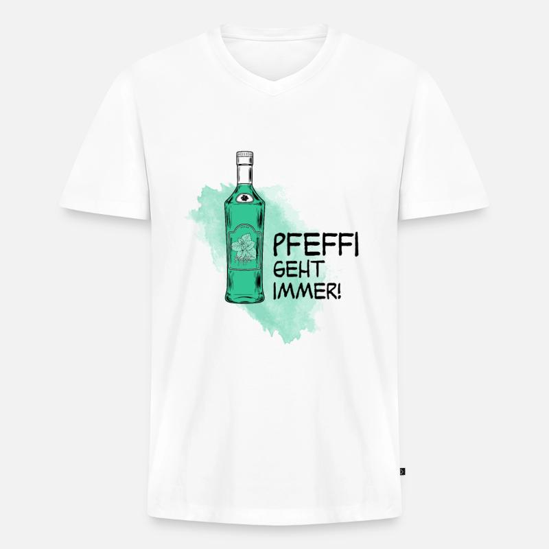 Pfeffi geht immer! T-Shirt - Männer Premium Bio T-Shirt mit V-Ausschnitt - Weiß