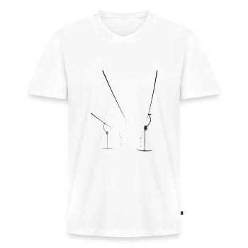 Alter Schlepplift verschwindet im Nebel Winter - Männer Premium Bio T-Shirt mit V-Ausschnitt - Weiß - Vorne - Nico (187cm)
