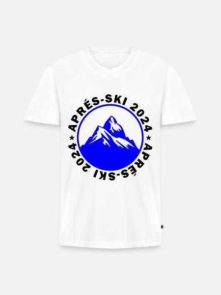 Après-ski 2024 - T-shirt encolure en V Premium bio Homme - blanc