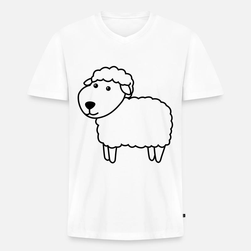 Schaf Comic Tier - Männer Premium Bio T-Shirt mit V-Ausschnitt - Weiß