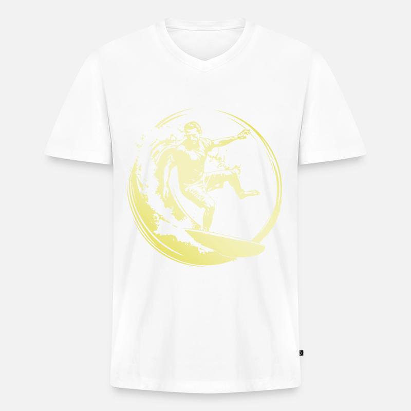 Surfer Mann - Männer Premium Bio T-Shirt mit V-Ausschnitt - Weiß