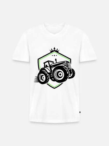 Tractor Silhouette Agriculture - Men's Premium Organic T-shirt with V-neck - white