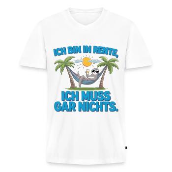 Ich Bin In Rente Ich Muss Gar Nichts - Männer Premium Bio T-Shirt mit V-Ausschnitt - Weiß - Vorne - Nico (187cm)