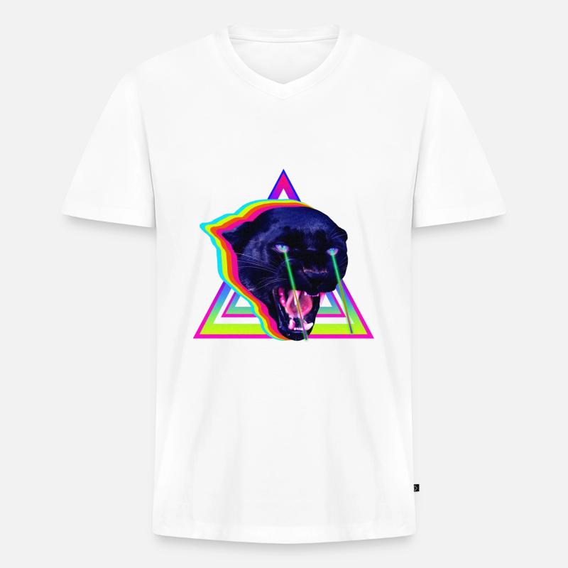 Hell Cat - Männer Premium Bio T-Shirt mit V-Ausschnitt - Weiß