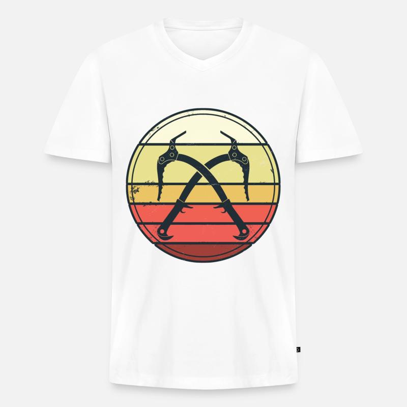Eisklettern - Männer Premium Bio T-Shirt mit V-Ausschnitt - Weiß