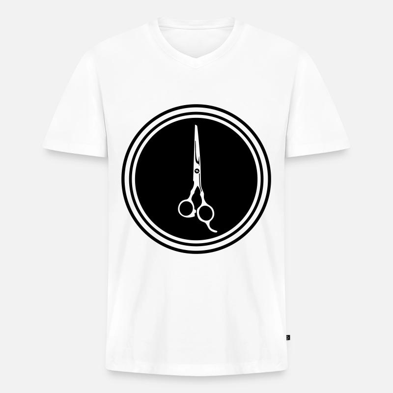 Schere Barber icon - Männer Premium Bio T-Shirt mit V-Ausschnitt - Weiß