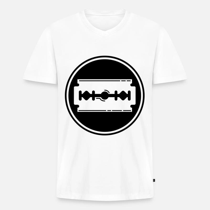 Rasierklinge Icon Symbol - Männer Premium Bio T-Shirt mit V-Ausschnitt - Weiß