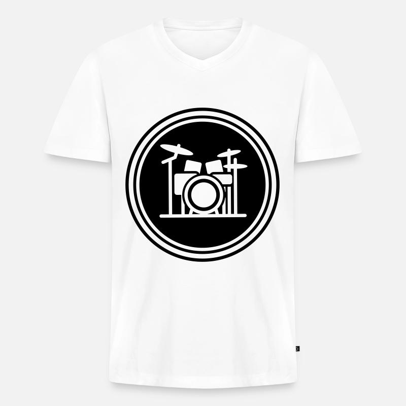 Schlagzeug - Männer Premium Bio T-Shirt mit V-Ausschnitt - Weiß