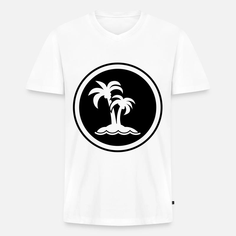 palme insel symbol - Männer Premium Bio T-Shirt mit V-Ausschnitt - Weiß