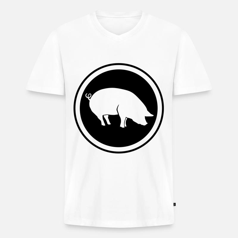 Schwein Tier - Männer Premium Bio T-Shirt mit V-Ausschnitt - Weiß