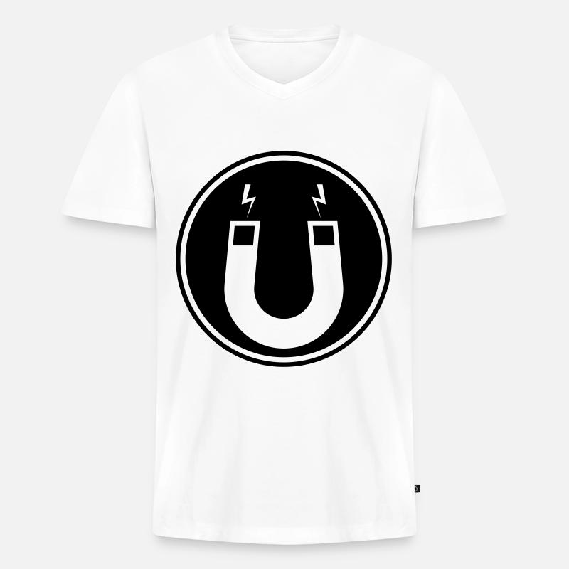 Hufeisen magnet - Männer Premium Bio T-Shirt mit V-Ausschnitt - Weiß