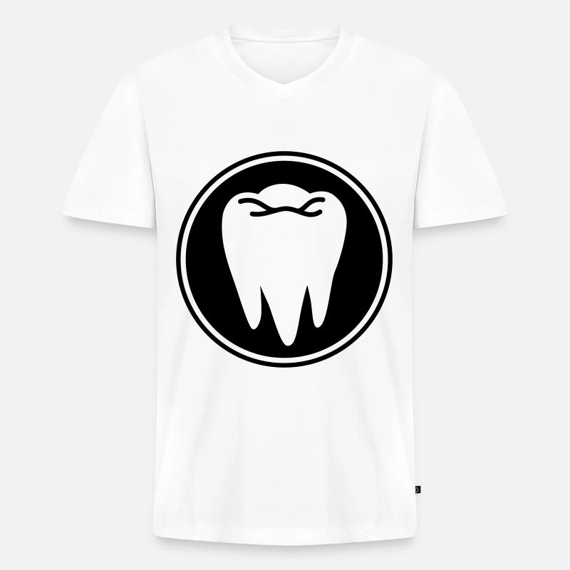Zahn icon symbol - Männer Premium Bio T-Shirt mit V-Ausschnitt - Weiß