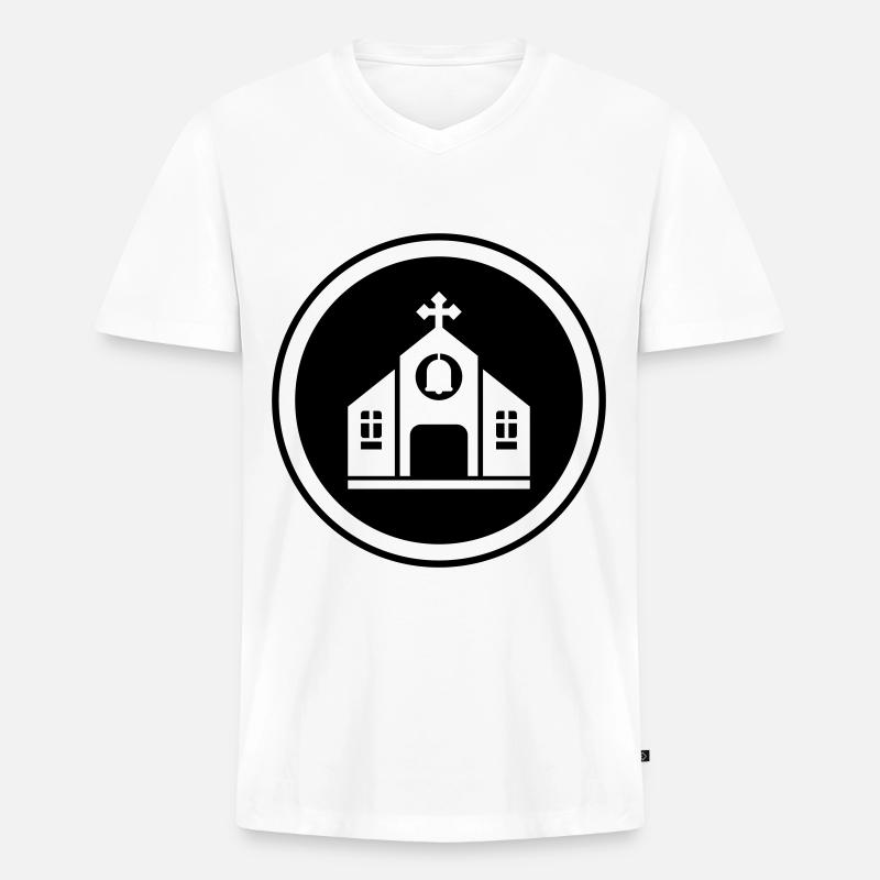 Kirche glaube - Männer Premium Bio T-Shirt mit V-Ausschnitt - Weiß