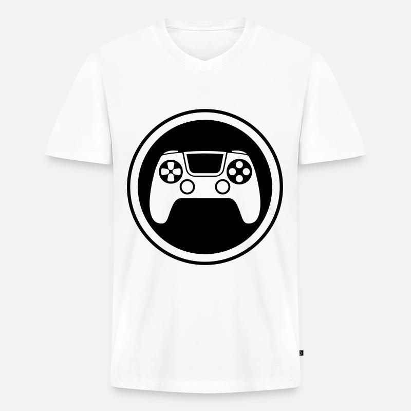 Gamepad Symbol Controller - Männer Premium Bio T-Shirt mit V-Ausschnitt - Weiß