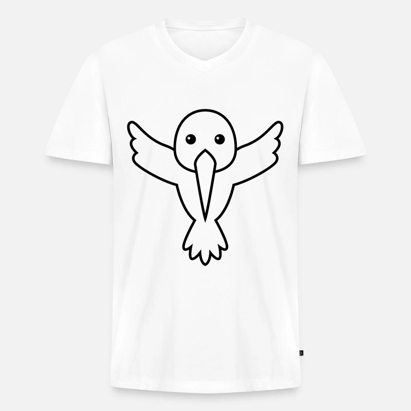 Kolibri Comic Tier - Männer Premium Bio T-Shirt mit V-Ausschnitt - Weiß