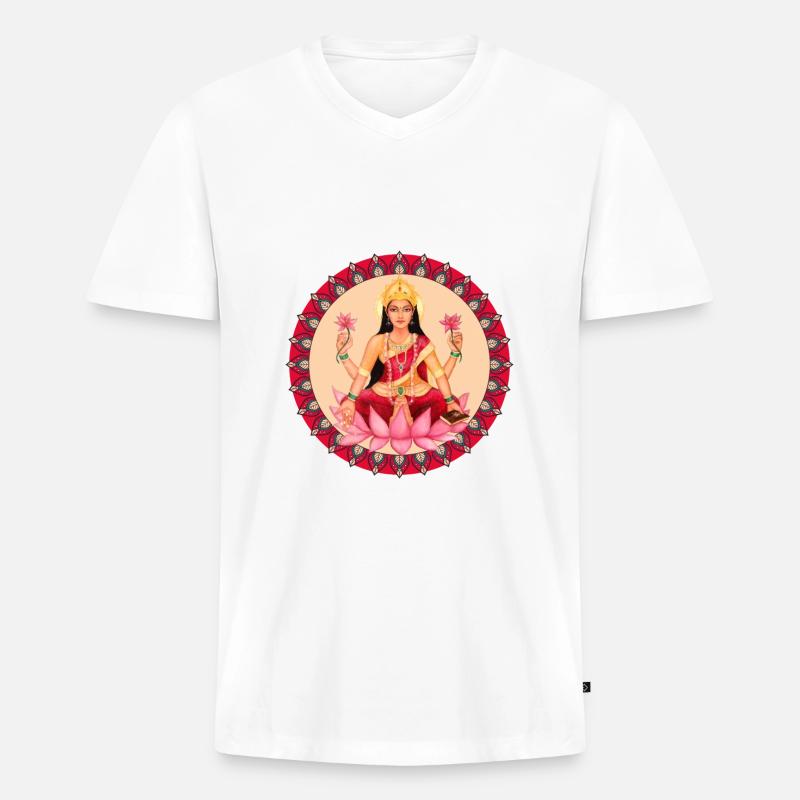 Lakshmi - Männer Premium Bio T-Shirt mit V-Ausschnitt - Weiß