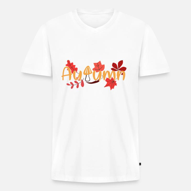 HERBST HERBSTLICH HERBST SPRUCH - Männer Premium Bio T-Shirt mit V-Ausschnitt - Weiß