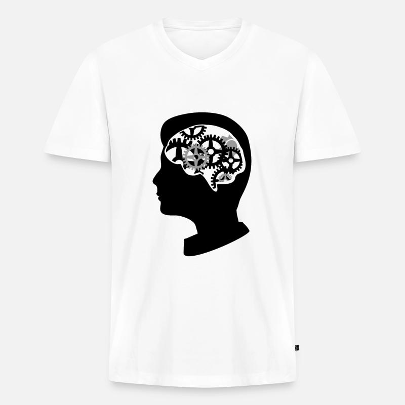 Brain Mechanics - Männer Premium Bio T-Shirt mit V-Ausschnitt - Weiß