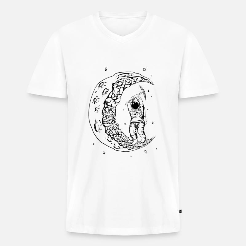 Astronaut On The Moon - Männer Premium Bio T-Shirt mit V-Ausschnitt - Weiß