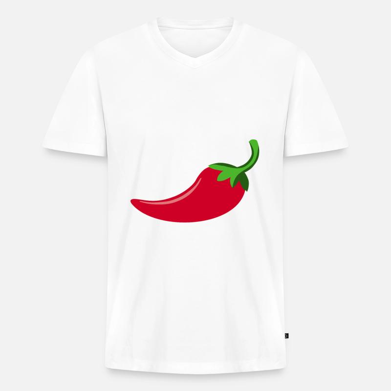 Scharfe Chilly - Männer Premium Bio T-Shirt mit V-Ausschnitt - Weiß