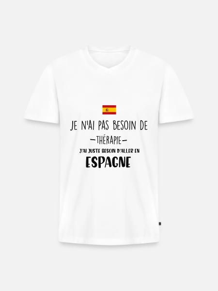ESPAGNE - T-shirt encolure en V Premium bio Homme - blanc
