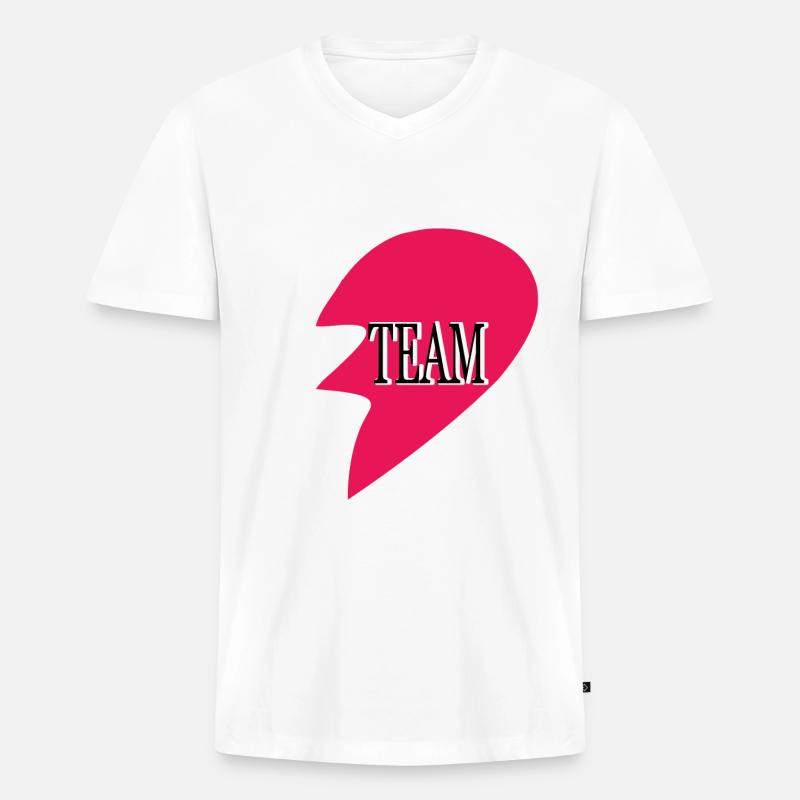 Dream Team Herz - Männer Premium Bio T-Shirt mit V-Ausschnitt - Weiß