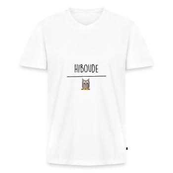 hiboude - T-shirt encolure en V Premium bio Homme - blanc - Devant - Nico (187cm)