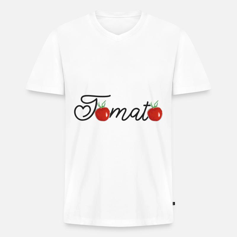 Tomato - Tomate - Männer Premium Bio T-Shirt mit V-Ausschnitt - Weiß