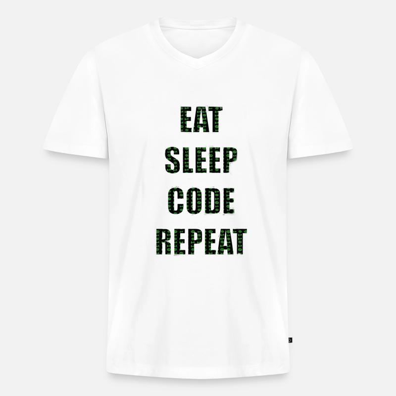 Programmeurs Programmation Code - T-shirt encolure en V Premium bio Homme - blanc