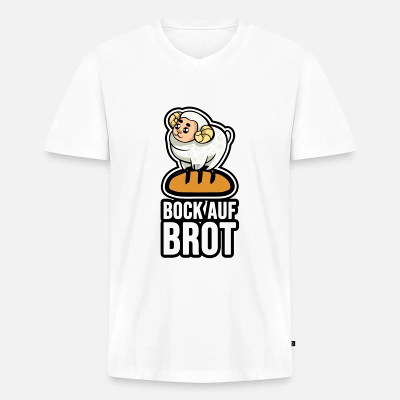 Bock auf Brot - Männer Premium Bio T-Shirt mit V-Ausschnitt - Weiß