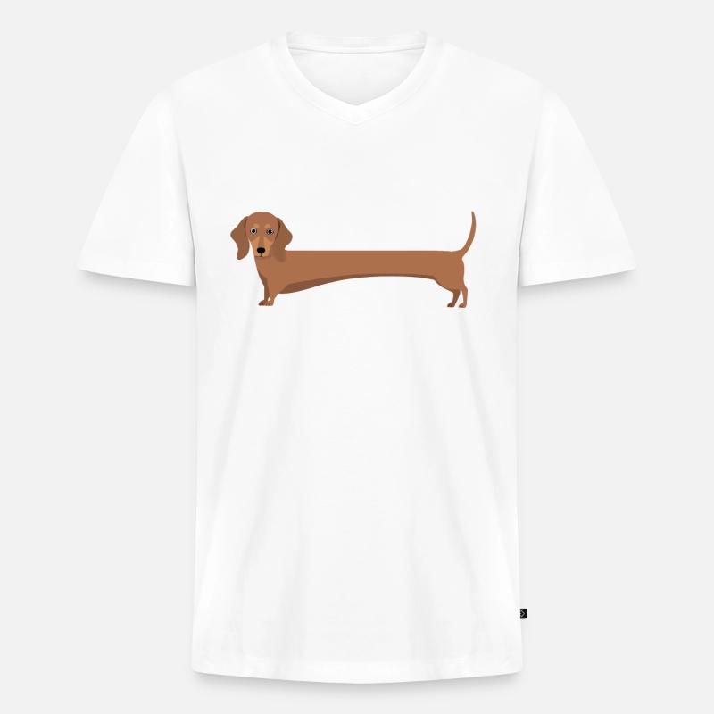 Dackel mit langem Körper - Männer Premium Bio T-Shirt mit V-Ausschnitt - Weiß