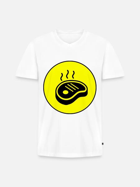 Steak icon Kreis - Männer Premium Bio T-Shirt mit V-Ausschnitt - Weiß
