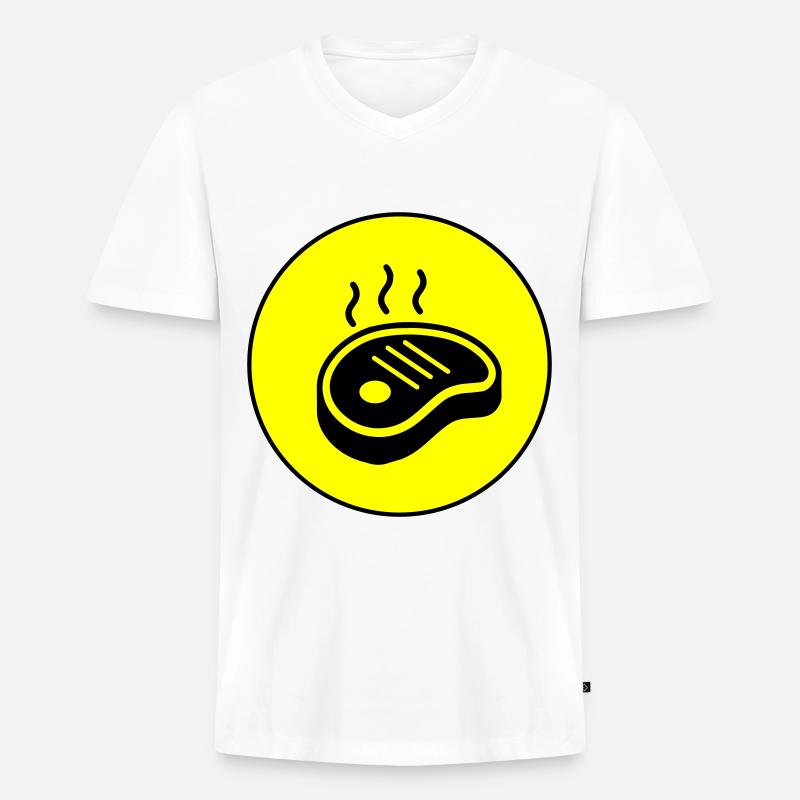 Steak icon Kreis - Männer Premium Bio T-Shirt mit V-Ausschnitt - Weiß