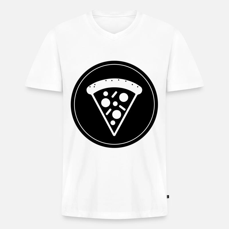 Pizza Icon Kreis - Männer Premium Bio T-Shirt mit V-Ausschnitt - Weiß