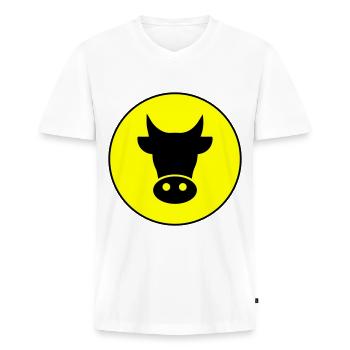 Cow head - Men's Premium Organic T-shirt with V-neck - white - Front - Nico (187cm)