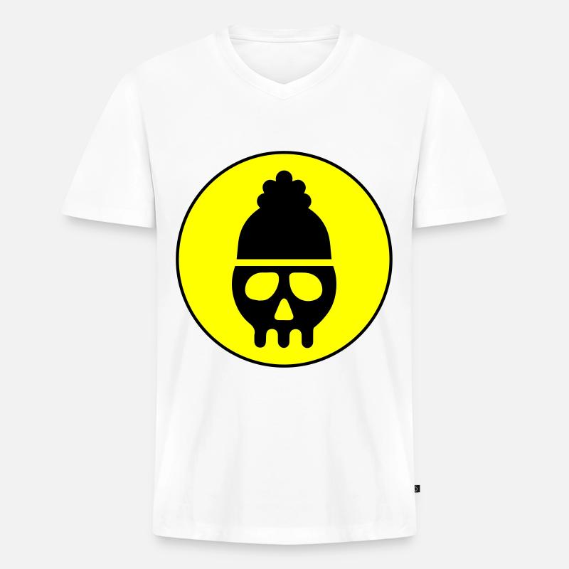 Skull kopf icon - Männer Premium Bio T-Shirt mit V-Ausschnitt - Weiß