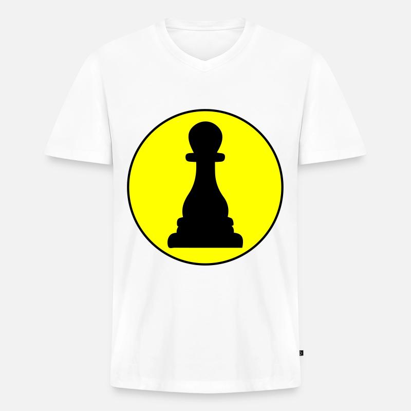 Läufer Bauer Schachfigur - Männer Premium Bio T-Shirt mit V-Ausschnitt - Weiß