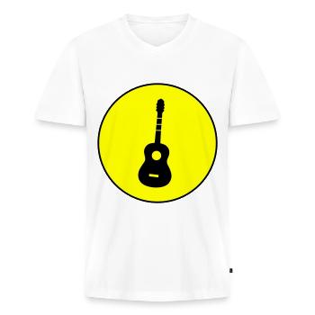 Gitarre Akustik - Männer Premium Bio T-Shirt mit V-Ausschnitt - Weiß - Vorne - Nico (187cm)