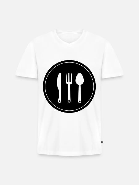 Fork cutlery - Men's Premium Organic T-shirt with V-neck - white