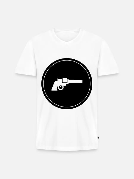 waffe symbol pistole - Männer Premium Bio T-Shirt mit V-Ausschnitt - Weiß