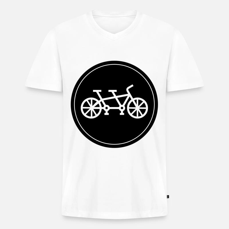 Fahrrad tandem - Männer Premium Bio T-Shirt mit V-Ausschnitt - Weiß