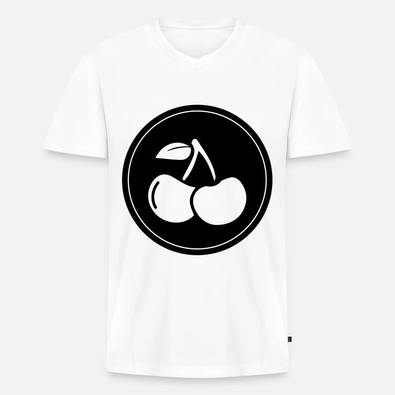 Kirschen obst - Männer Premium Bio T-Shirt mit V-Ausschnitt - Weiß