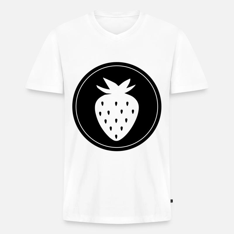 Frucht Erdbeere - Männer Premium Bio T-Shirt mit V-Ausschnitt - Weiß