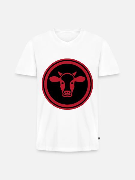 Cow Head Symbol - Men's Premium Organic T-shirt with V-neck - white
