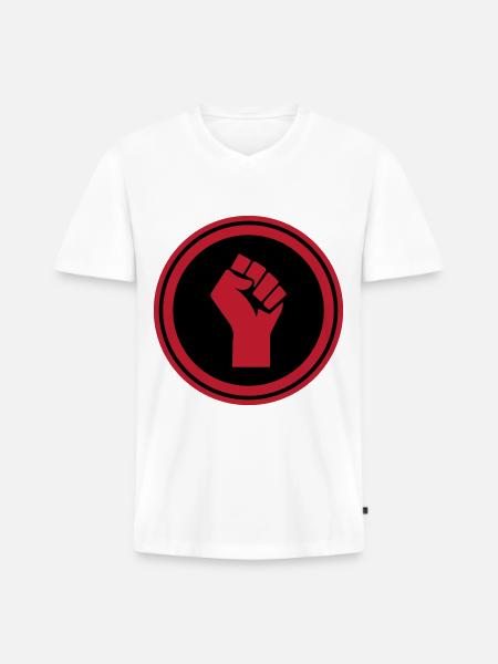Hand Faust - Männer Premium Bio T-Shirt mit V-Ausschnitt - Weiß